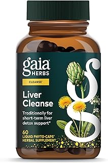 Gaia Herbs Liver Cleanse - Liver Health Support Herbal Supplement with Milk Thistle, Burdock, Turmeric, Dandelion & More* - 60 Vegan Liquid Phyto-Caps (30 Servings)