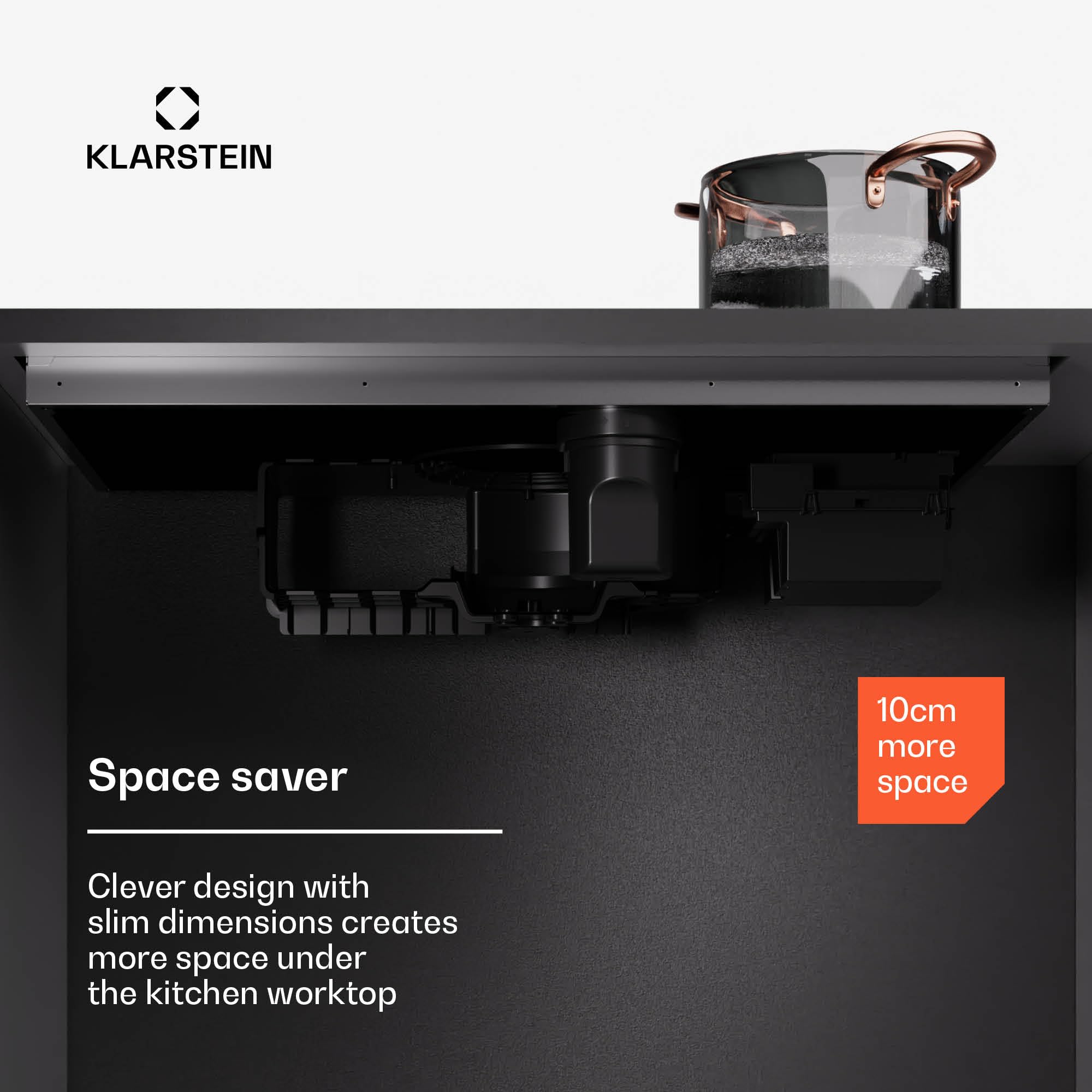 Klarstein AirJet Basic Płyta indukcyjna z okapem - Moc 10 kW, Boost 600 m³/h, Klasa energetyczna A+, Cicha 52 dB, Panel dotykowy, 9 stopni, Filtr aluminiowy, Czarna
