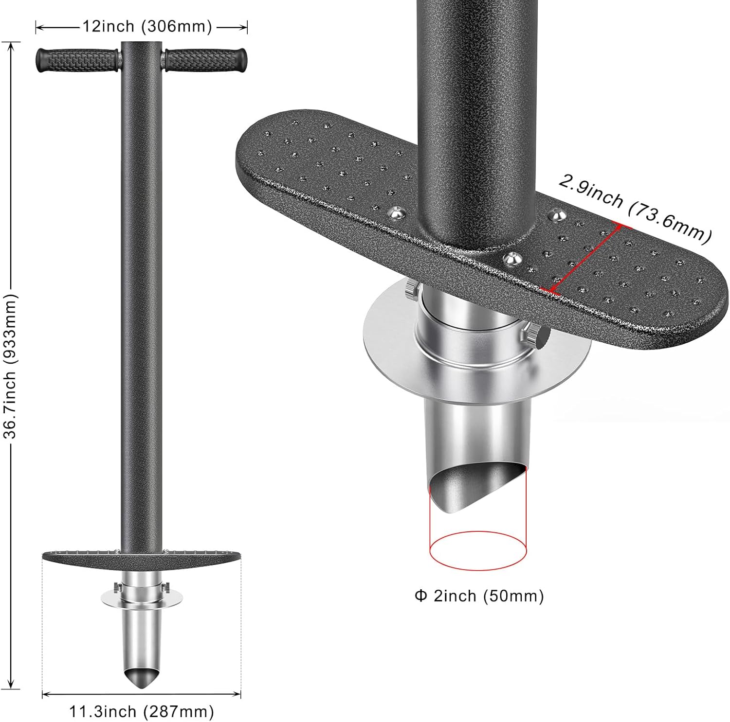 BeneLabel Garden Bulb Planter Tool with Adjustable Digging Depth from 3 to 6 Inch Grass Plugger Tool with Long Handle Bulb Transplanter Tool for Digging, Planting, Grass Repair