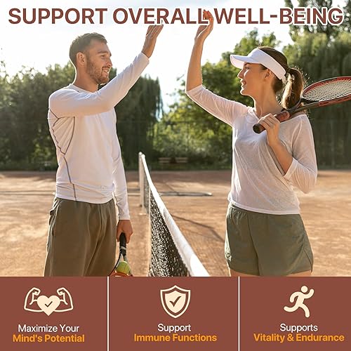 Miniatura 6 de Gomitas de hongos con Ashwagandha de 2500 mg de suplemento de hongo de melena de león, mezcla orgánica de reishi, cordyceps, cola de pavo y más,