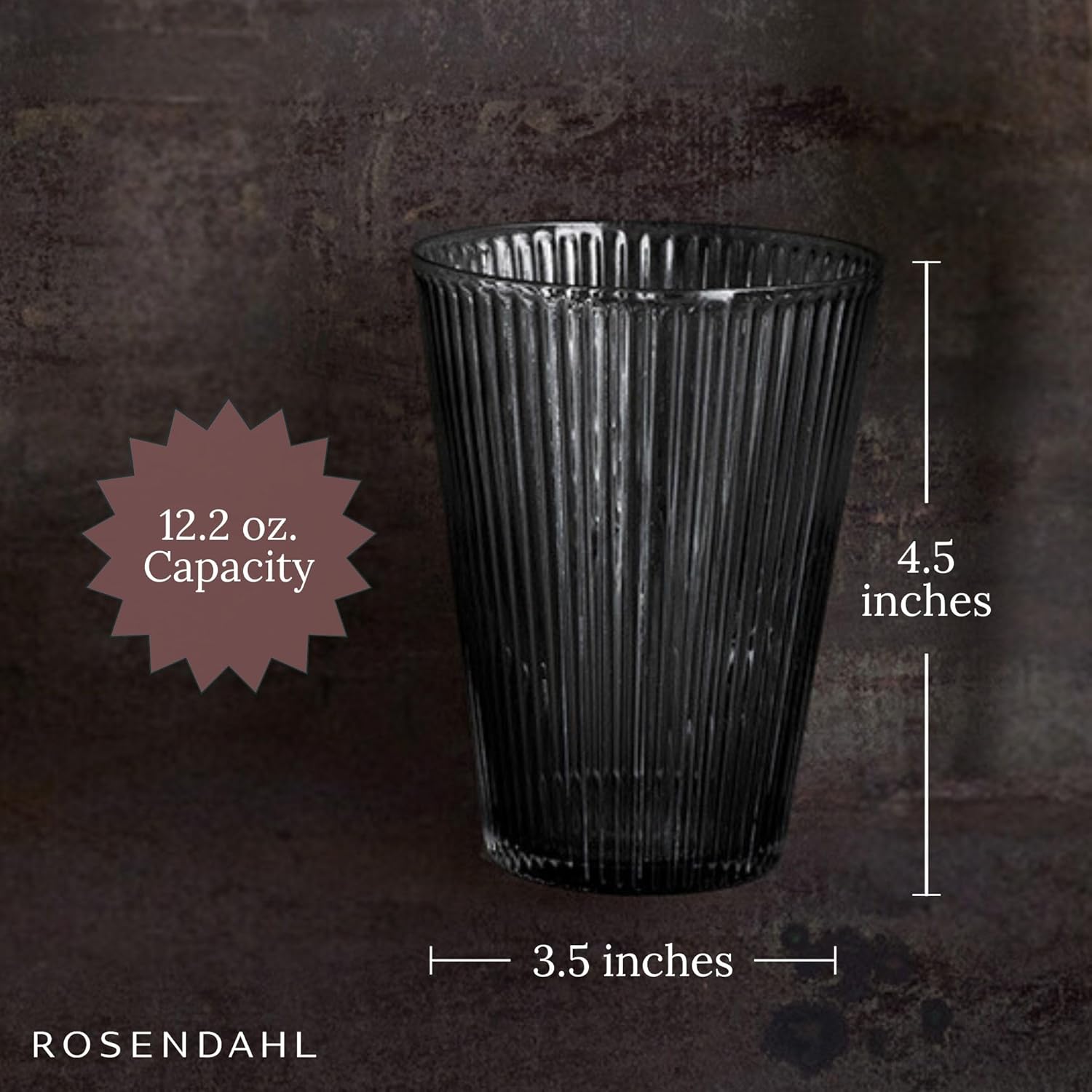 Rosendahl Grand Cru Nouveau Glass Tumbler Set (Set of 2) - 12.2 Fl. Oz. - Lead-Free, Dishwasher Safe, Elegant Clear Glass Drinkware for Water, Juice, Coffee, and Wine - Modern, Durable (Smoke)