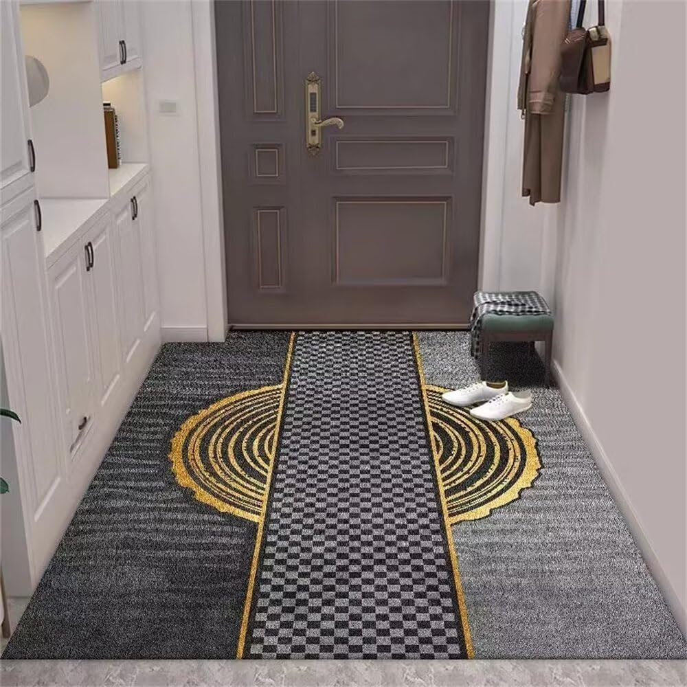 Tapis lavable gris et noir 60x110cm au design moderne pour salon