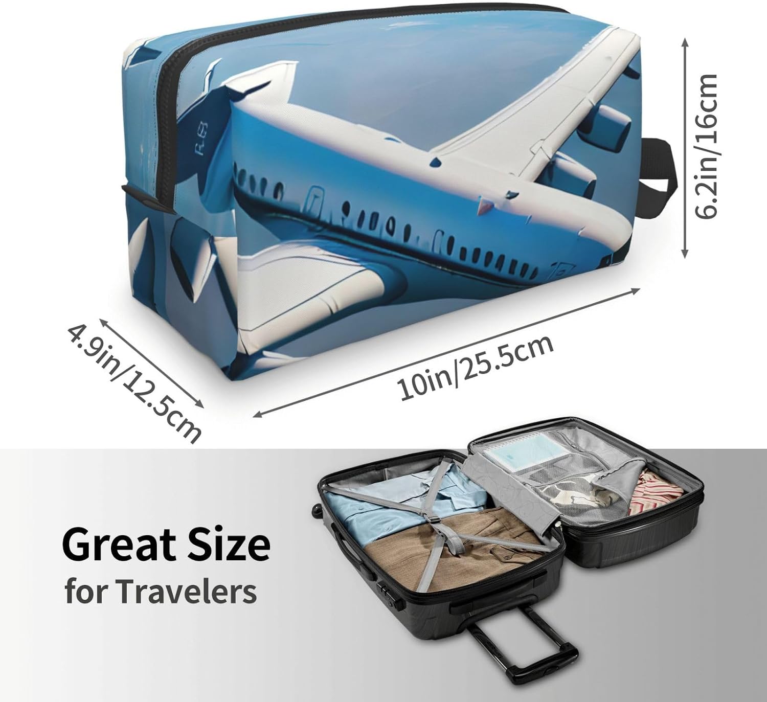 Airplanes Print Large Capacity Travel Toiletry Bag for Women Men Cosmetic Pouch Daily Organizer image 4