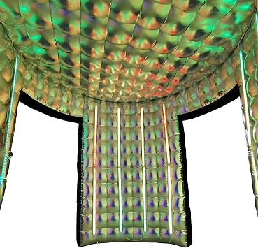 10ft Inflatable RGB Led Background 360 Photo Booth Enclosure 360 Photo Booth Enclosure Inflatable Backdrop for Event Party (Black, 10ft*8ft)