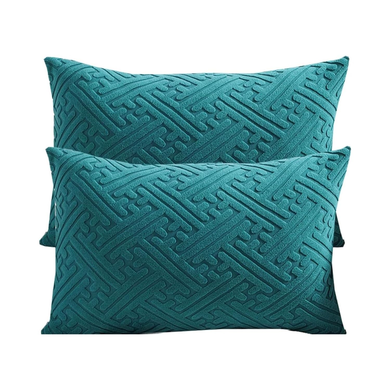 Housse de coussin en velours géométrique taie oreiller moderne vert foncé lit 90x60cm