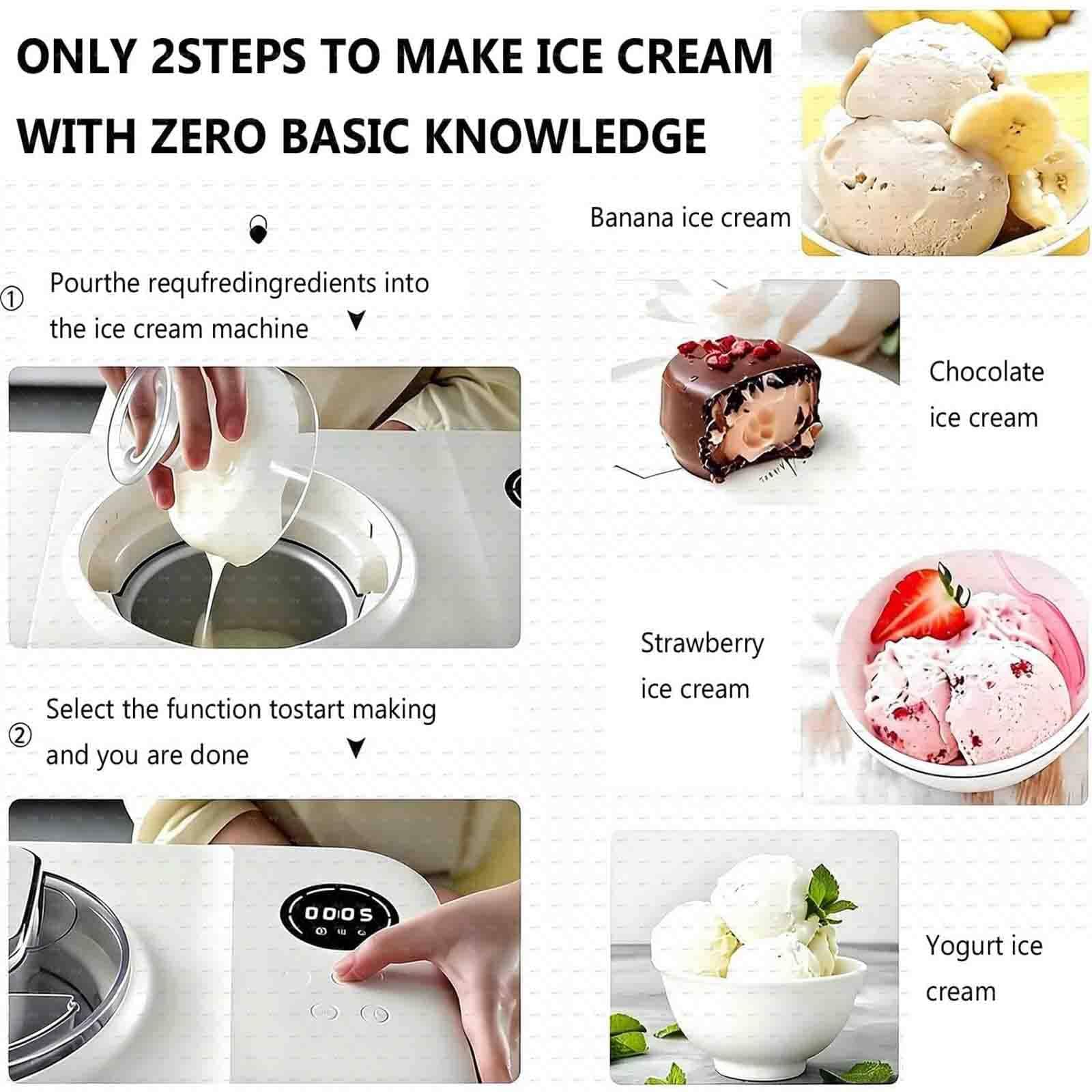 PixCy Gelatiera Senza Pre-Congelamento 1,2l,Compressore
