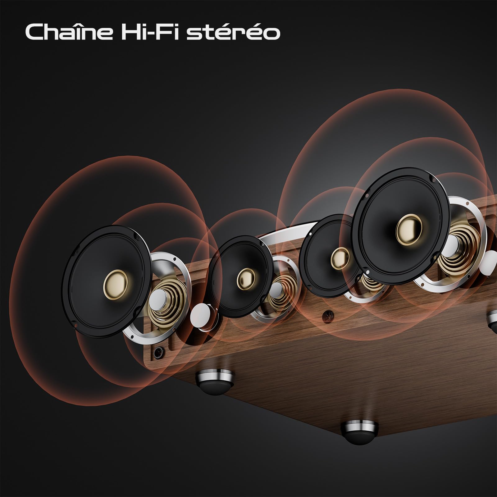 Platine Vinyle Tourne Disque Vinyle Bluetooth, Platines HiFi avec Haut-parleurs Intégrés, Préampli Phono, Cellule AT-3600L, 2 Vitesses 33/45 RPM, Tourne Disque Lecteur Vintage Turntable (Noyer)