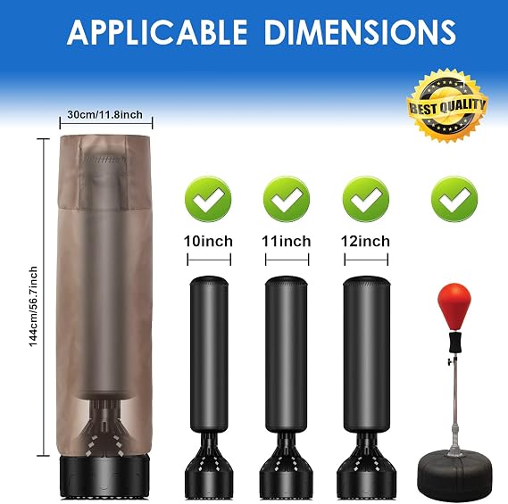 Outdoor Punch Bag Cover, Waterproof Stand Boxing Bag Covers with Side Zipper and Air Vent, 420D Oxford Brown