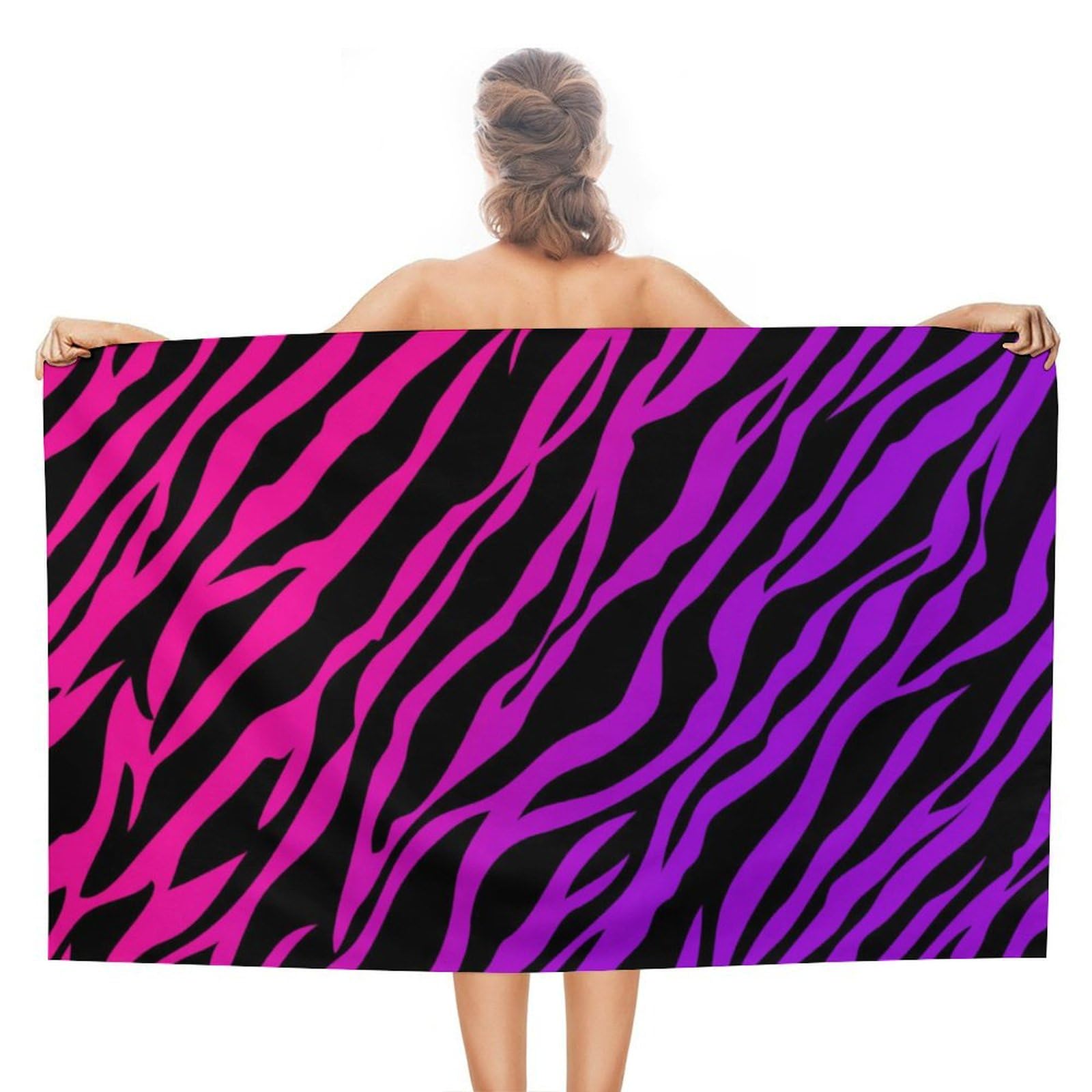 LEDFCVSU Beach Towel, Zebra Tiger Leopard Pink Bath Towel, Absorbent Towel for Swimming, Sports, Travel