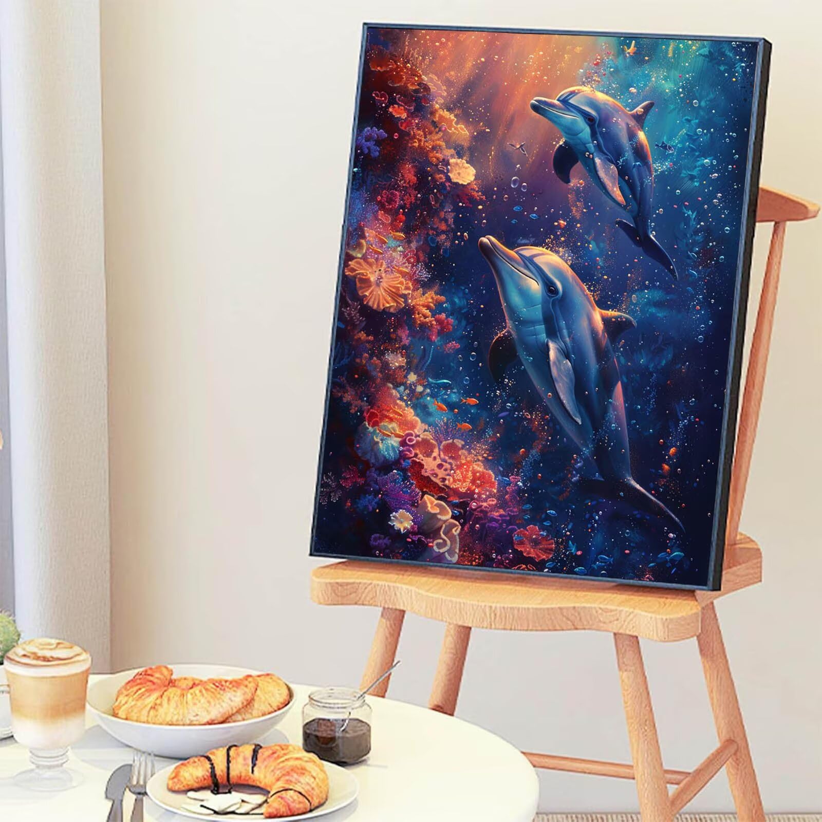 Lienzo 40x50 Cm Marco Kit Pintura Por Números Delfín Y Estrellas - 40.6x50.8cm, 3 Pinceles, Pinturas Acrílicas - Para Adultos Principiantes Arte Terapia Con Marco Lienzo 40x50 Cm Marco Kit Pintura Por Números Delfín Y Estrellas - 40.6x50.8cm, 3 Pinceles, Pinturas Acrílicas - Para Adultos Principiantes Arte Terapia Con Marco