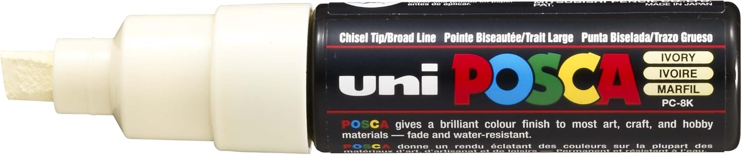 uni-ball Posca PC-8K Broad Chisel Tip Marker - Ivory, Pack of 6