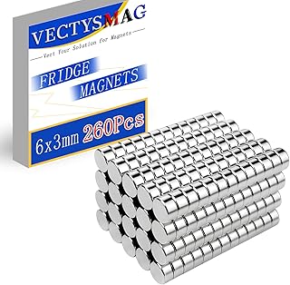 260 Pack, 6x3mm, Mini Magnets for Crafts, Round Strong Neodymium Magnets for Fridge, White Board, Office