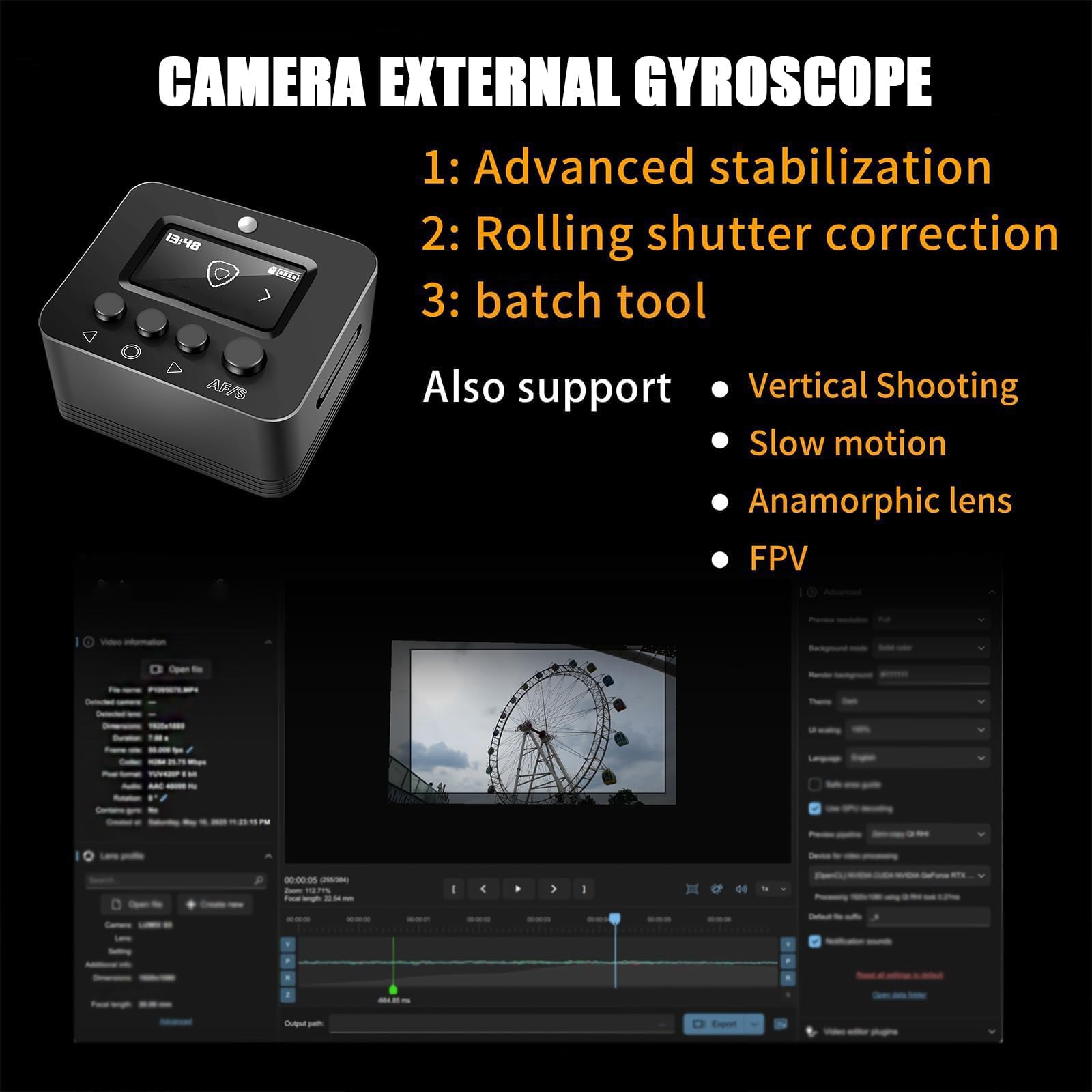 Stabilizzatore per fotocamera con attacco a slitta fredda per fotografia e videografia all'aperto, ricche opzioni di scatto per fotocamere DSLR