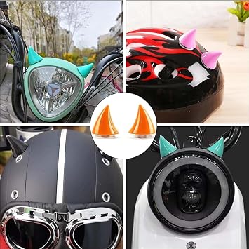 14pcs Motorcycle Helmet Decorations Horns with 2pcs Rain Protection Film - 7 Color Devil Horns Accessories Kit, Suction Cup Mount Helmet Stickers for Motorcycle/Bicycle/Electric Bike Helmets