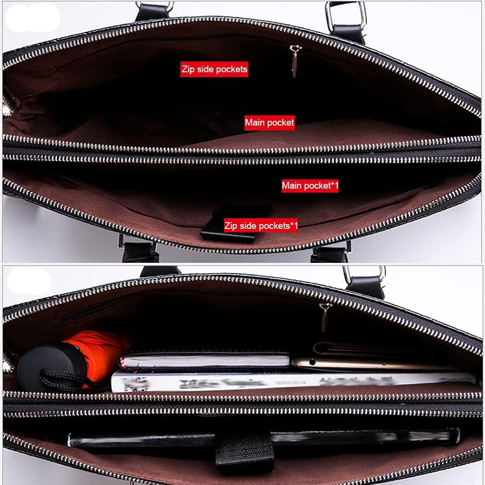 Men's Handbag PU Leather Crocodile Pattern Briefcase Messenger Bag Attache Case