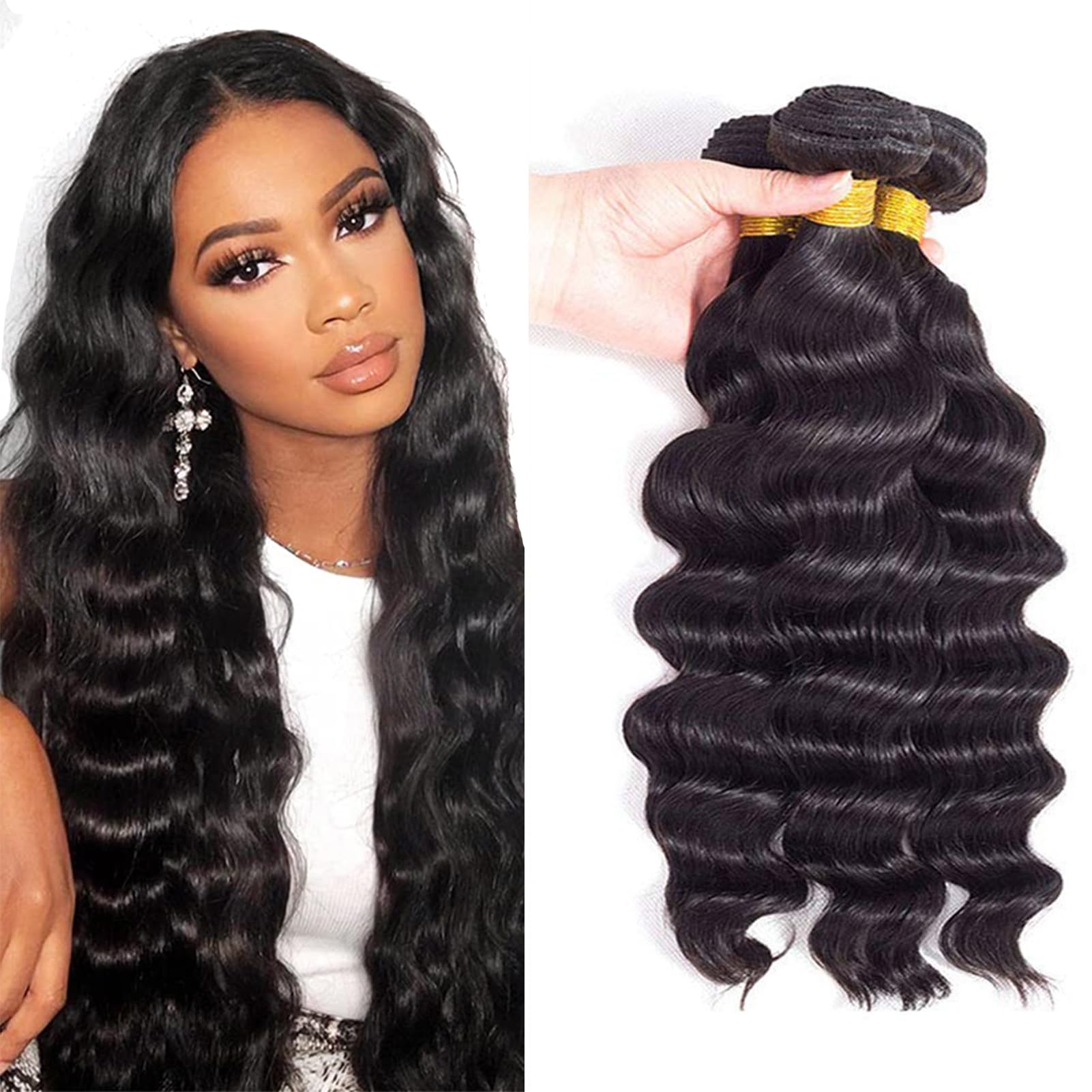 Amazon.com : 12A Loose Wave Bundles Human Hair 20 display picture 3