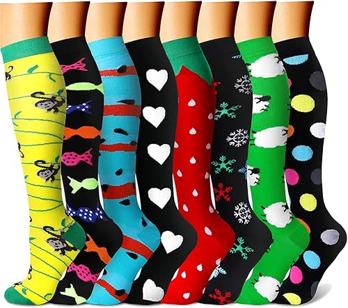 Miniatura 68 de CHARMKING Compression Socks for Women & Men Circulation (8 Pairs) 15-20 mmHg is Best Support for Athletic Running,Cycling
