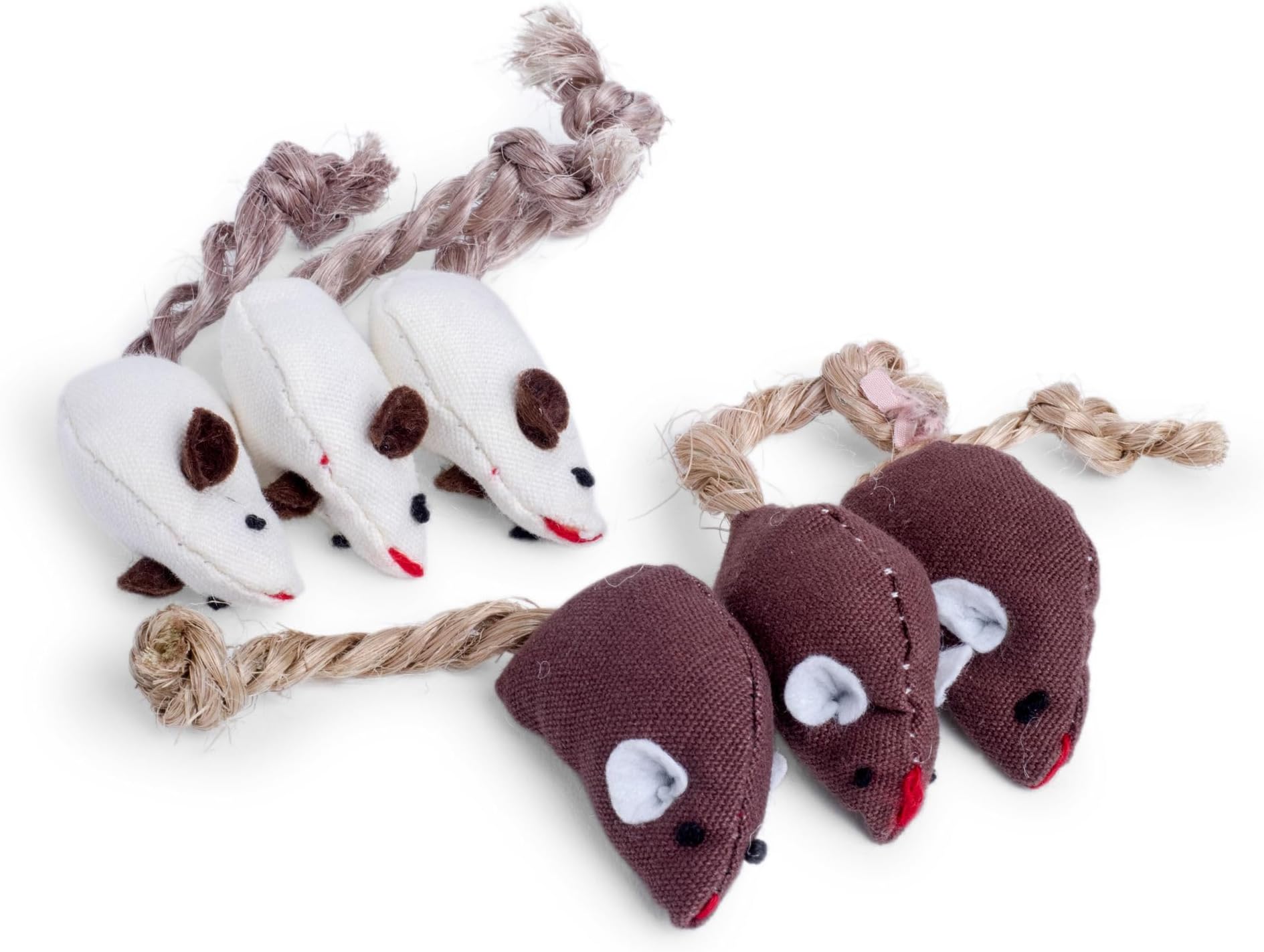 Petface (Catkins by Petface) Mini Mice Cat Toy, 6-Piece,Brown / Cream