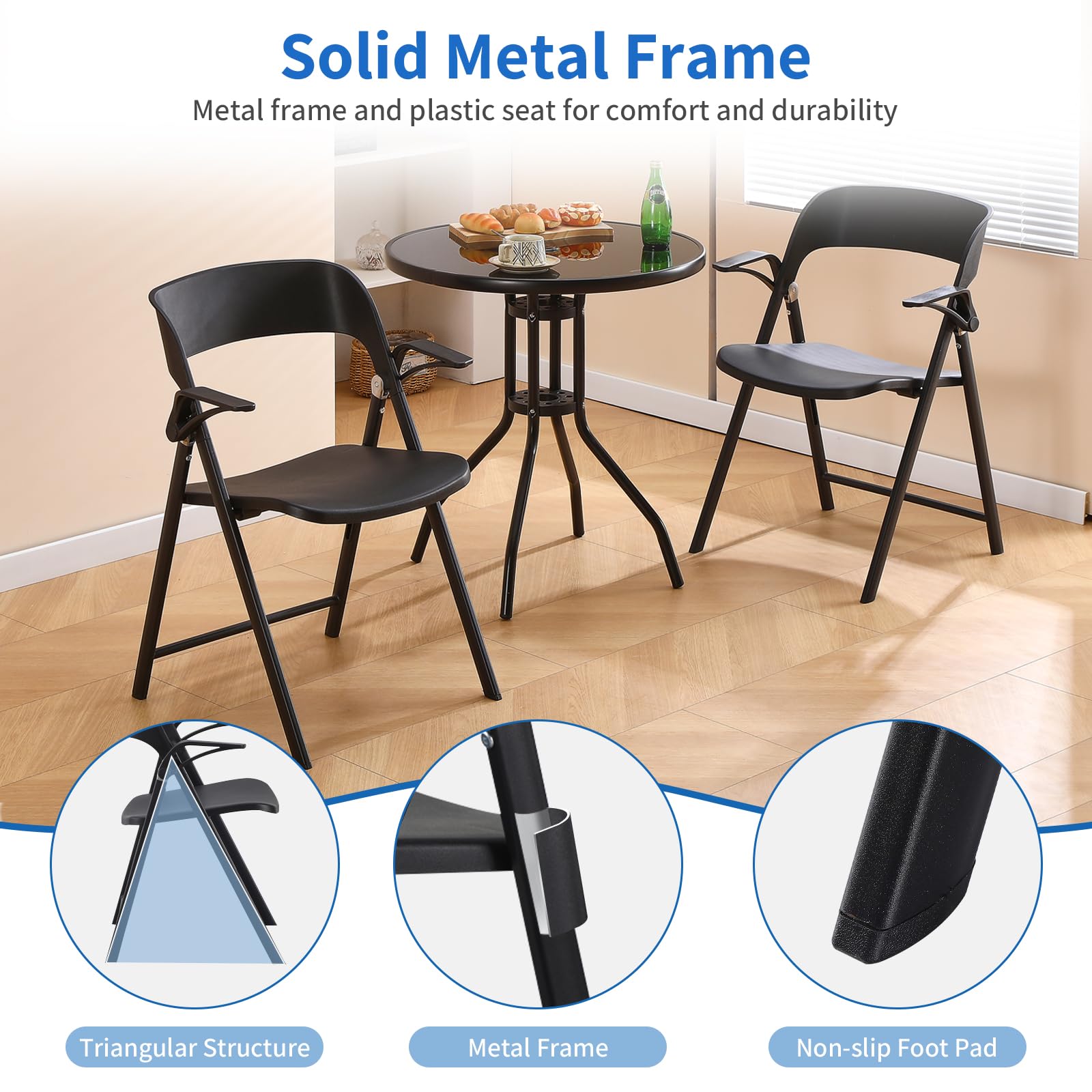 Heavy Duty Folding Chairs - Black -4
