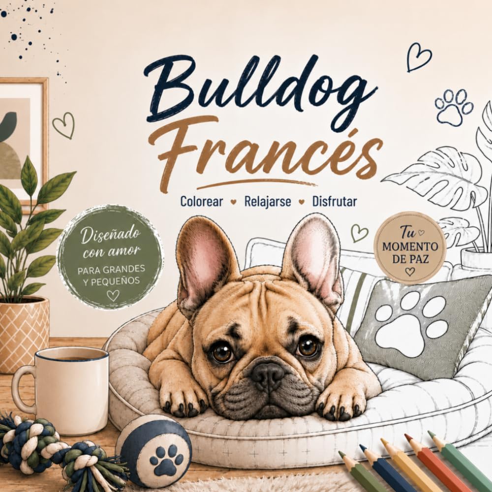 Libro para Colorear de Bulldog Francés: Adorables y realistas diseños para colorear para niños y adultos – Relajación, creatividad y diversión coloreando