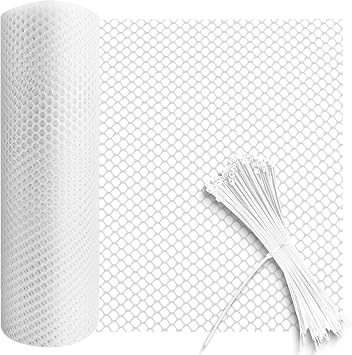 Plastic Chicken Wire Mesh Roll 3m Plastic Mesh Fencing Poultry Breeding Netting Garden Balcony Fence Mesh for Home D cor and Gardening, Temporary Fencing for Yard 40cm x 3m, White