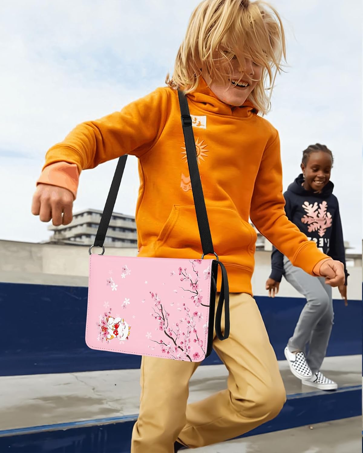 Lotadilo for Card Binder with 440 Pockets 4 Pocket - Trading Card Collection Album Folder for Kids Girls Girly Boys Teens for Sports Cards Game Cards with Zipper Hand Carrying, Sakura Cat