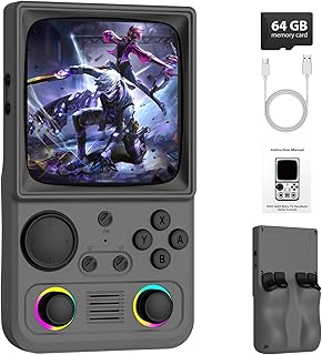 R36TMAX Retro Handheld Game Console, Portable Retro Gaming Console with 4.0” CRT-Inspired Screen, 4000mAh Arcade Classics, Supports Multiple Emulators, WiFi Network Battling, 64GB (Gray)