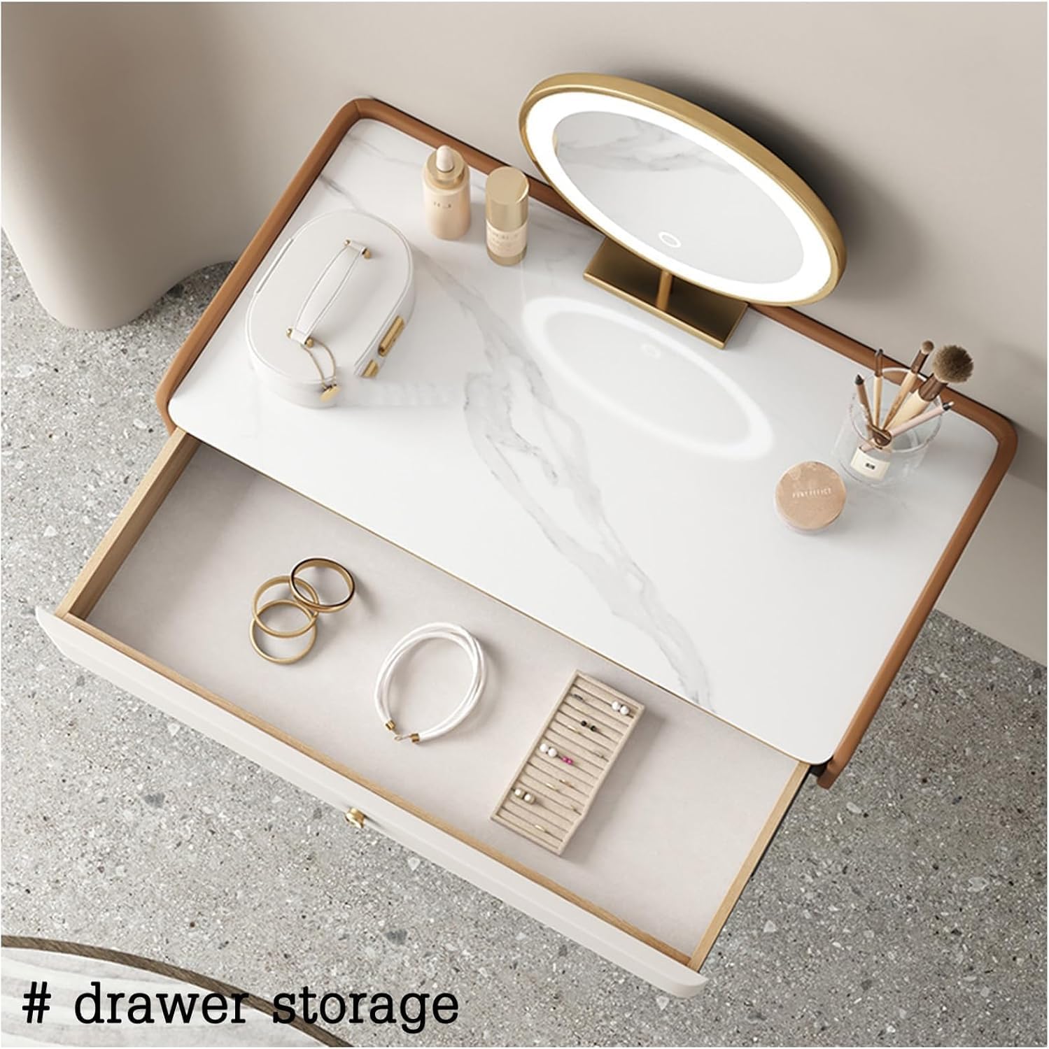 Floating Vanity Makeup Desk with Drawers, Wall-Mounted Dressing Table for Small Spaces, Simple Corner Makeup Table