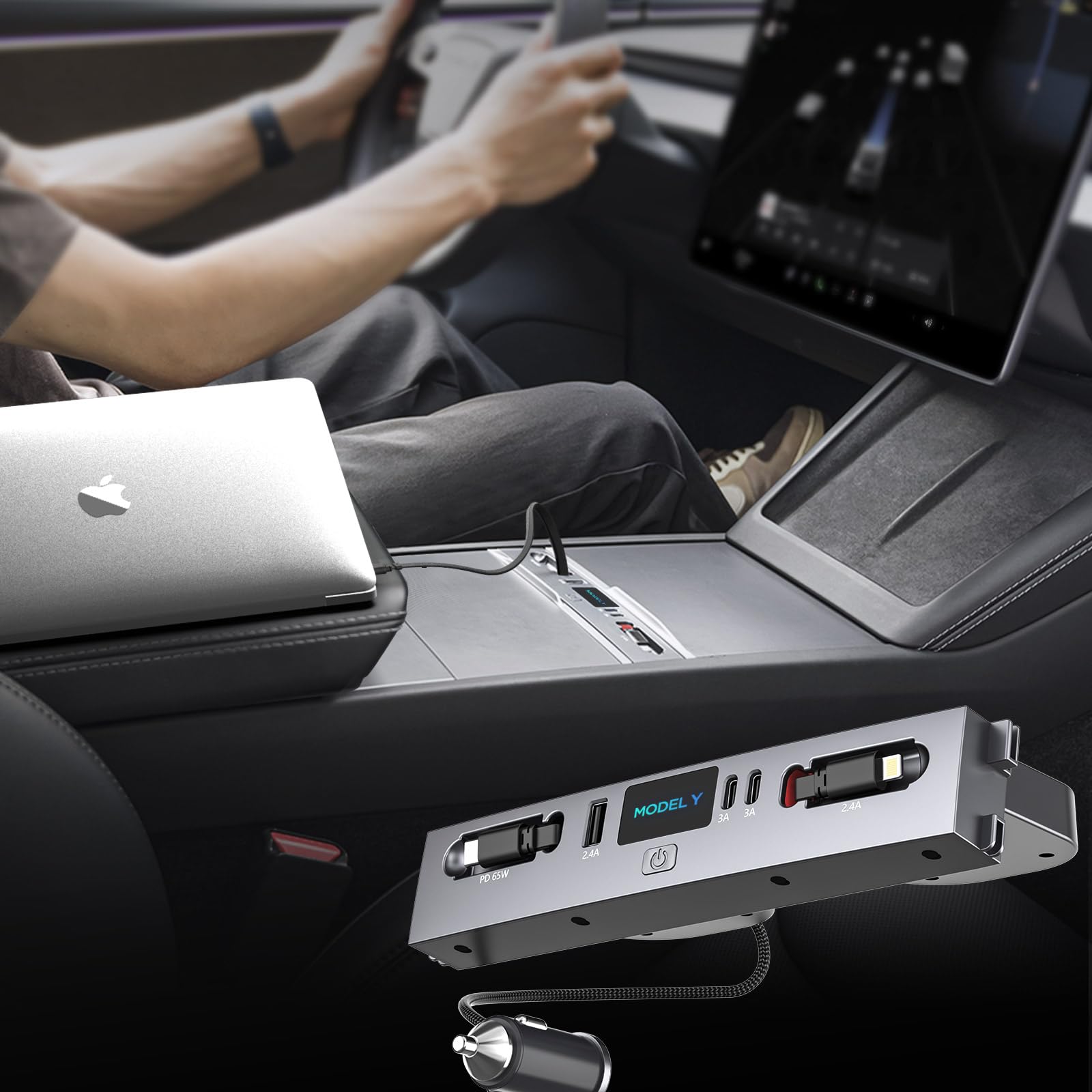Hub USB pour Tesla Model Y Juniper 2026 chargeur PC 65W - 8