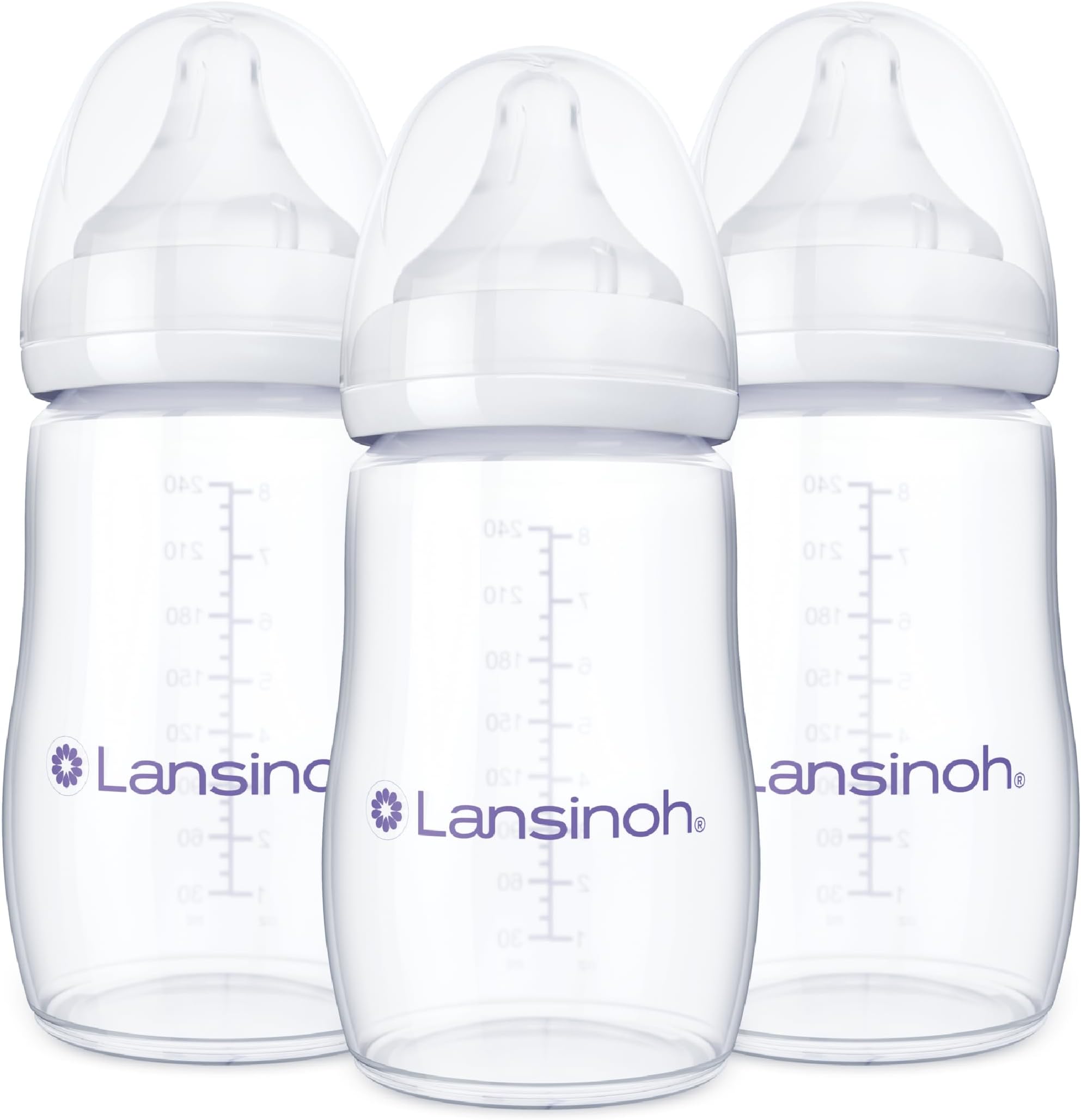 Anti-Colic Baby Bottles, 8 Ounce, 3 Count | Medium Flow Nipples (M), Breastfeeding Bottle with NaturalWave Design, BPA-Free Plastic, Baby Essentials
