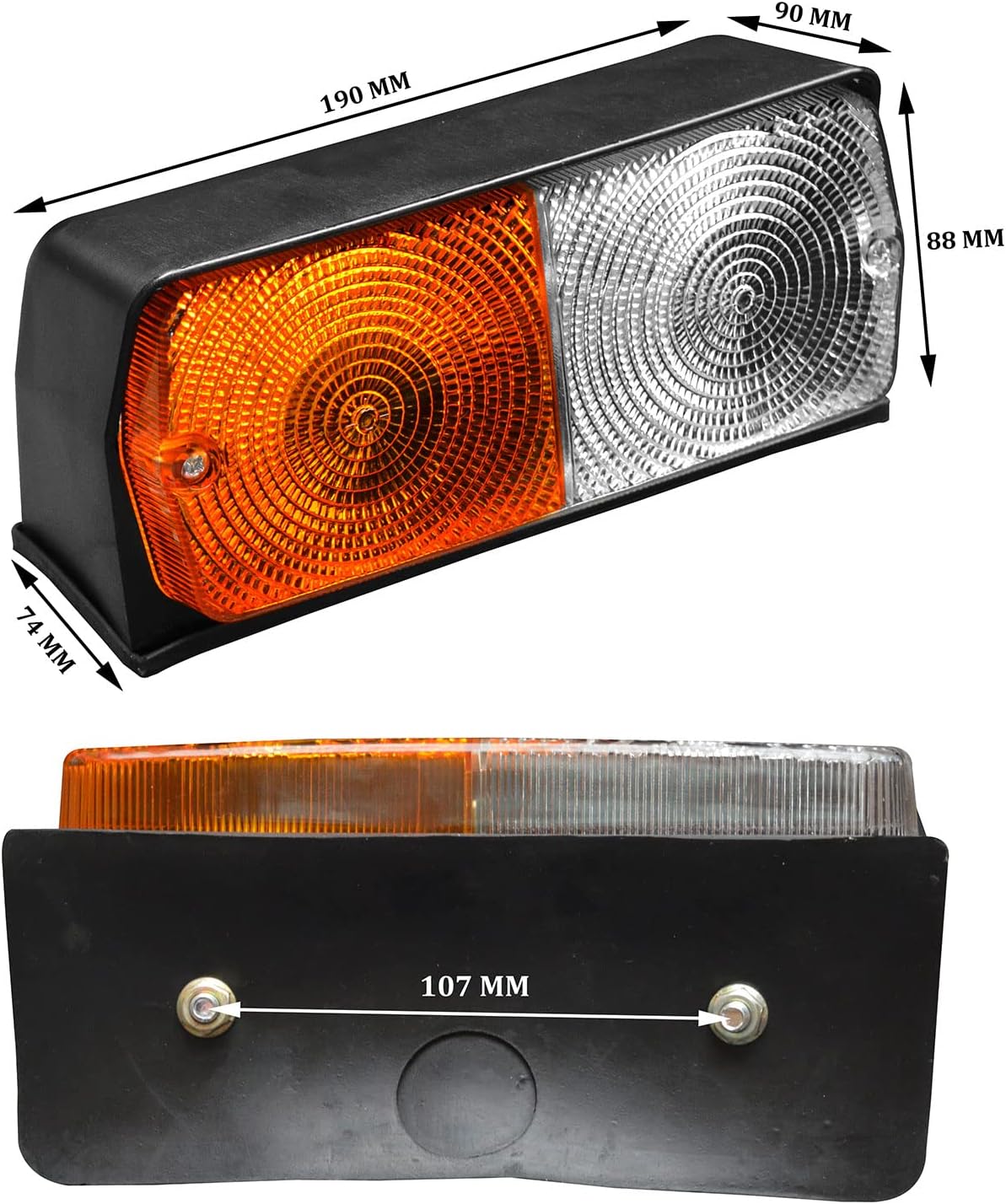 Front Combination Light Tractor Indicator Light assembly 12V with bulb Fit For Ford & Fordson models, 5110, 5610, 6410 83952159, 83960357, E4NN13N331CA, E4NN13N331CB Tractor light Halogen