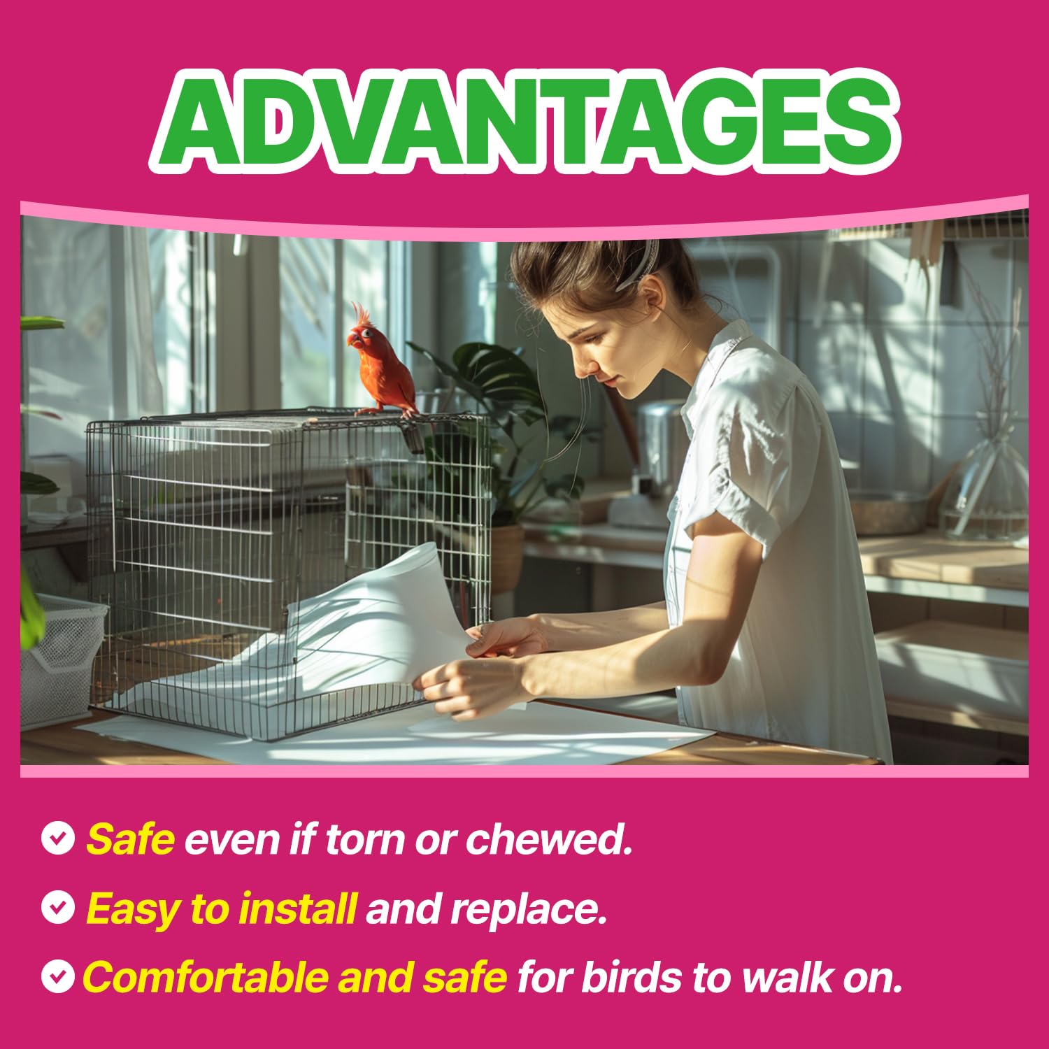 Bird Cage Liner - 120 Paper Sheets, 20" x 18", 2.9 lb - Ideal for Pet Habitats, Bulk Pack for Long-Lasting Use, Newsprint Texture, Convenient Parcel Packaging - image 2