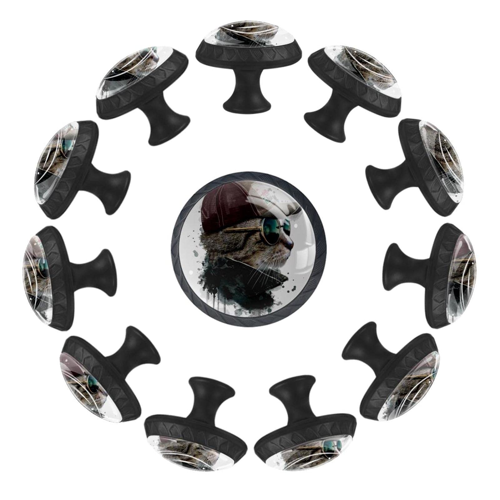 Boutons de tiroir ronds avec motif lunettes de soleil pour relooking de mobilier créatif