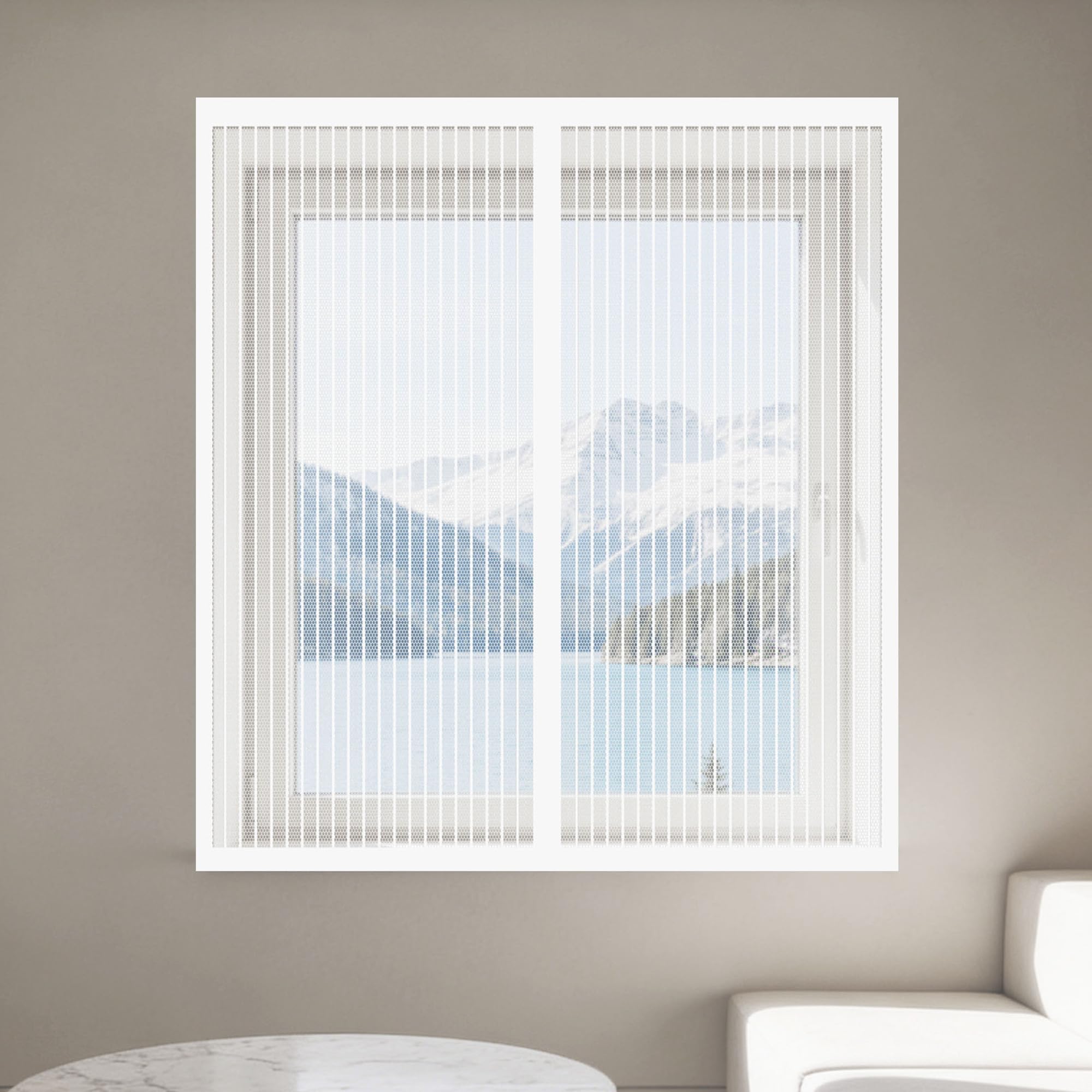 Magnetic Window Screen 175 x 130 cm with Selfadhesive Selfadhesive Window Screen Mesh Without Drilling Or Screwing with Self Adhesive Tape for Living Room Bedroom Offfice, White