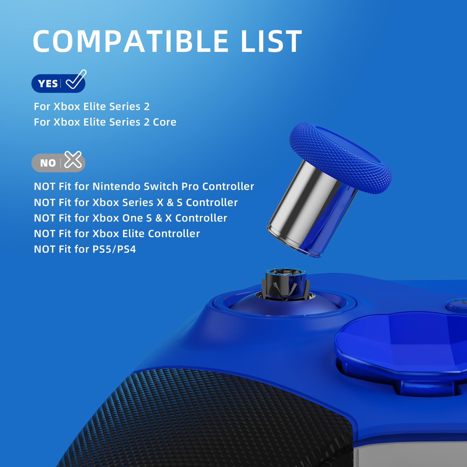 eXtremeRate 13 en 1 Component Pack Kit para Xbox Elite Series 2 Control 6 Joysticks Metálicos & Herramienta de Ajuste 2 D-Pads 4 Paletas para Xbox Elite Series 2 Core-Azul & Plata Metalizado