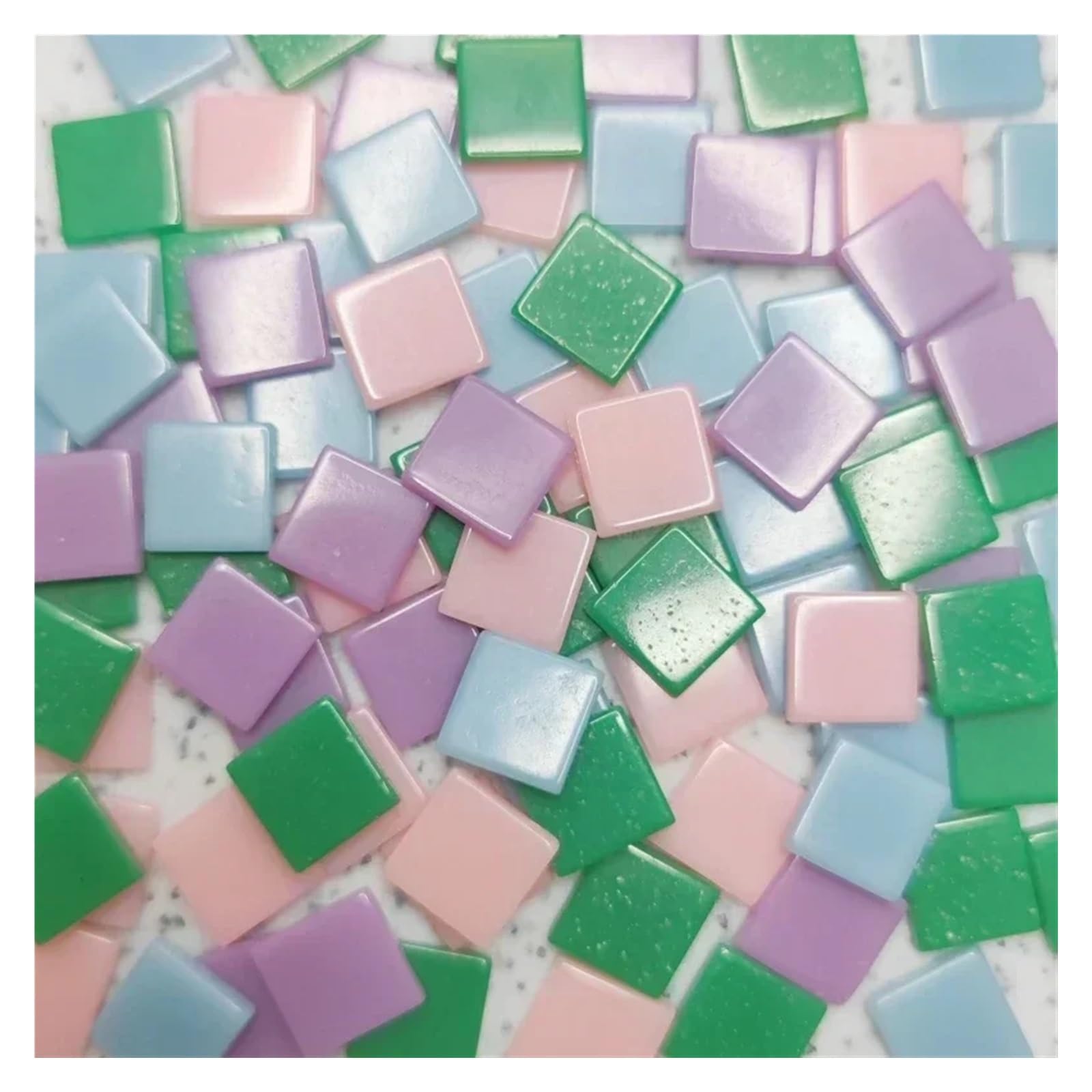 Ekalgretra Pinkpurplebluegreen Mosaic Making Supplies 100Pcs 1Cm/0.39In Square Resin Mosaic Tiles 0.2Cm/0.08In Thickness Diy Colorful Crafts Materials(Pinkpurplebluegreen)