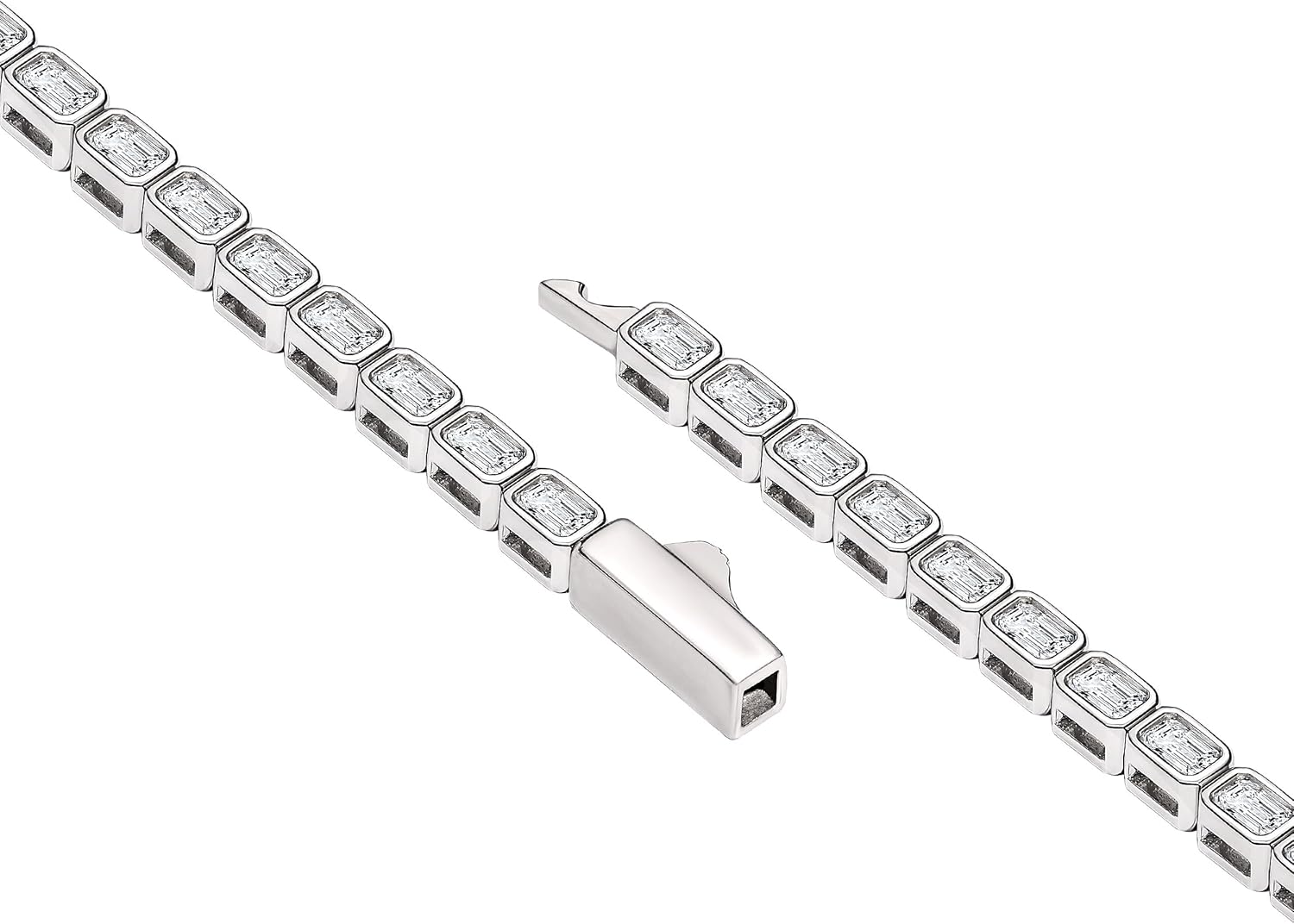 EcoGems Moissanite Tennis Bracelet for Women and Men – 18K White or Yellow Gold Plated Sterling Silver – Lab Grown D Color VVS Clarity Stones – Elegant Gift Box Included