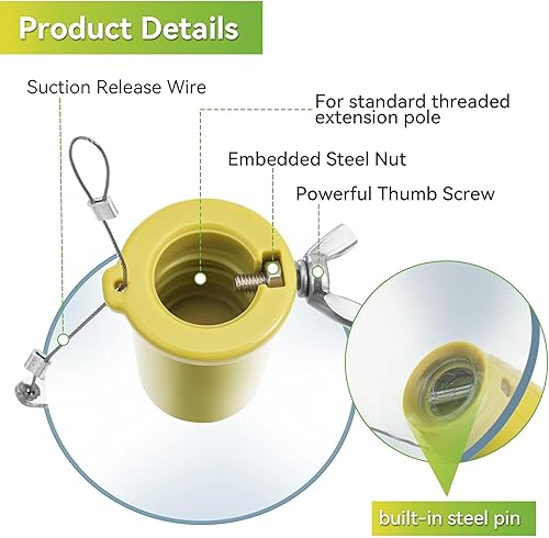 Miniatura 4 de Dreyoo Cambiador de bombilla para techos altos y luces empotradas, cambiador de bombilla de ventosa compatible con DocaPole y otros postes de