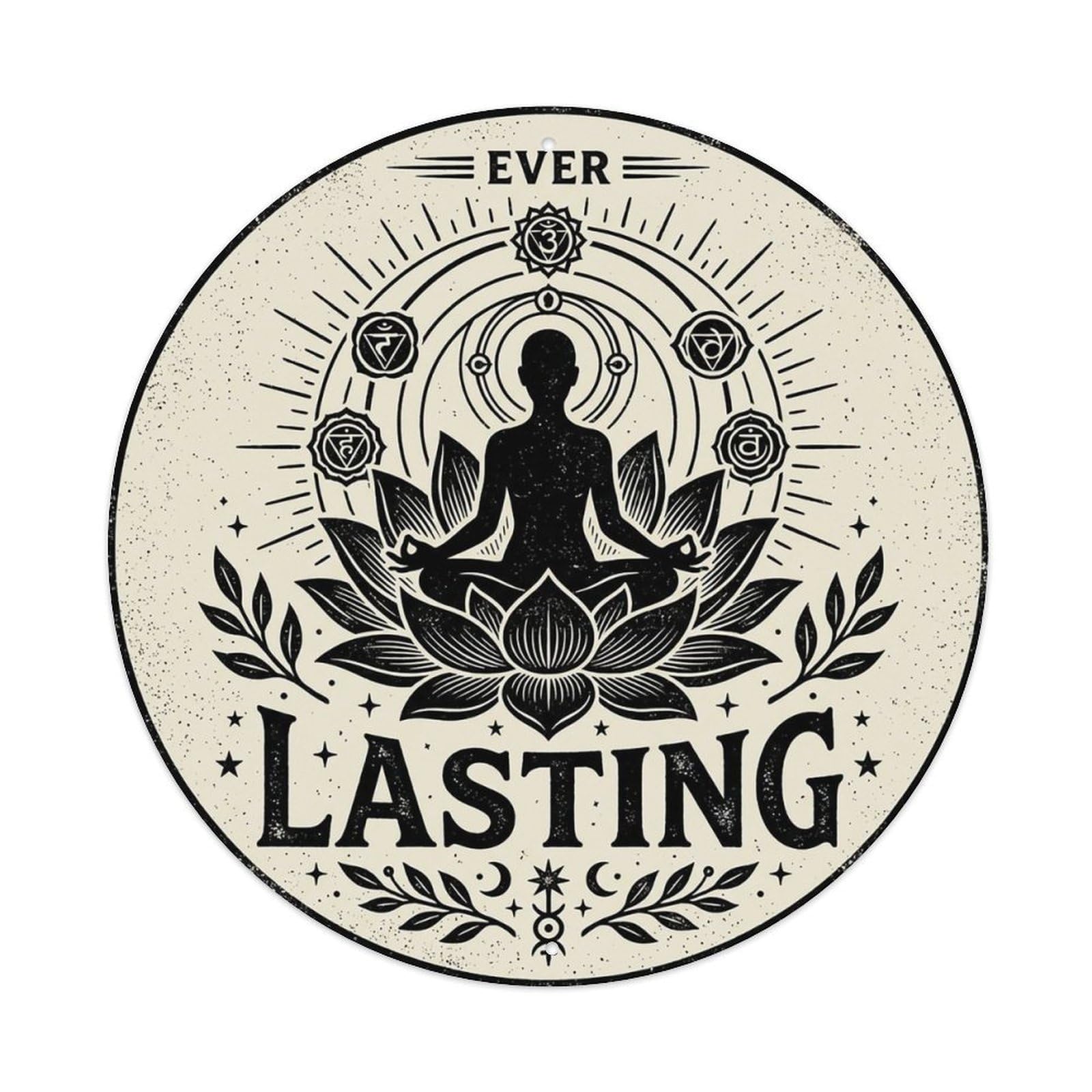 Zen Flower Meditation Den Lasting Vintage Metal Tin Sign Plaque Wall Decor for Cafe, Club Bar, Office, Garden Metal Poster 8x8Inch