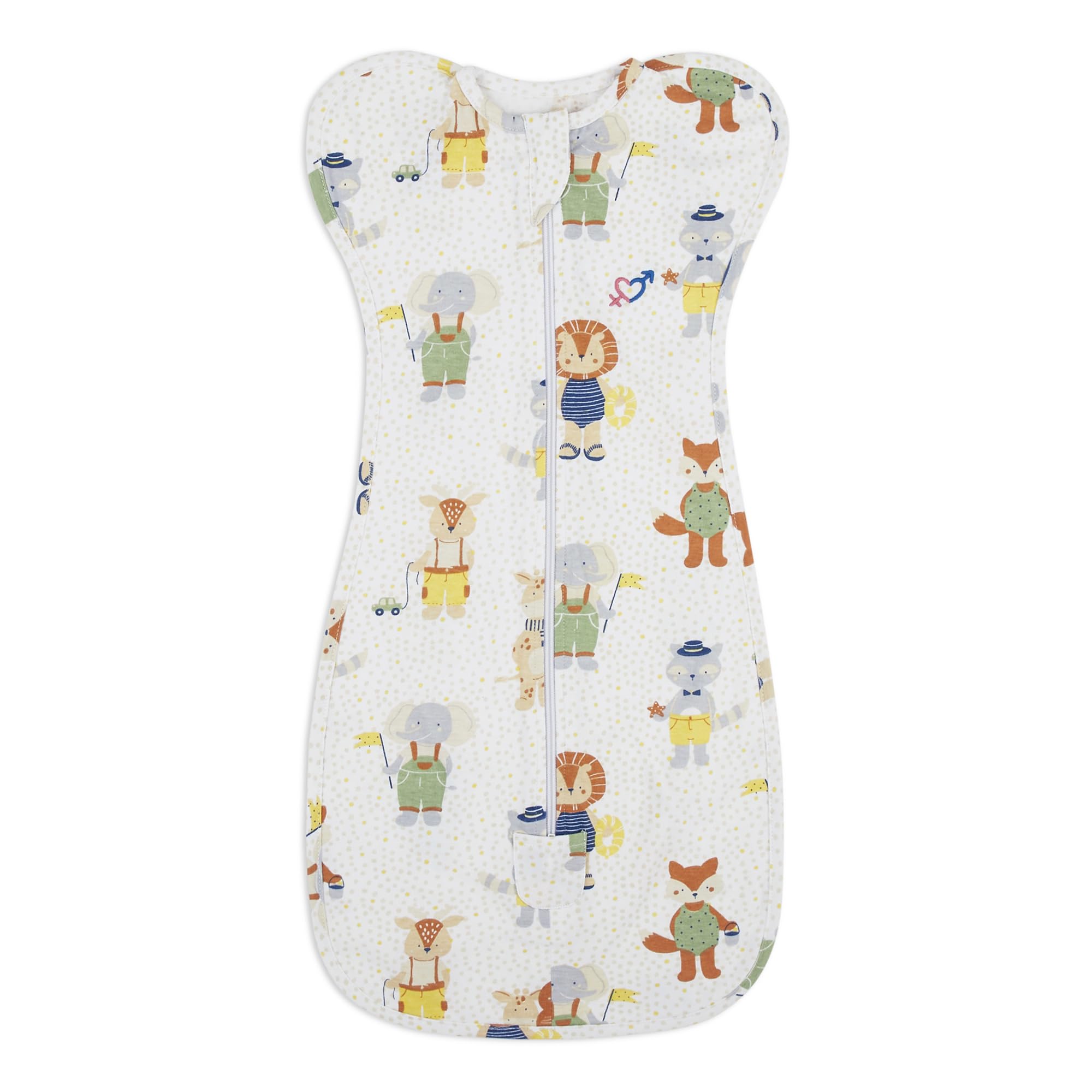 Haus and Kinder 100% Cotton Swaddle for Newborn Baby | Transitional Arms Up Sleeping Sack | Baby Wearable Blanket for 0-3 Months | Jungle Party-image-26