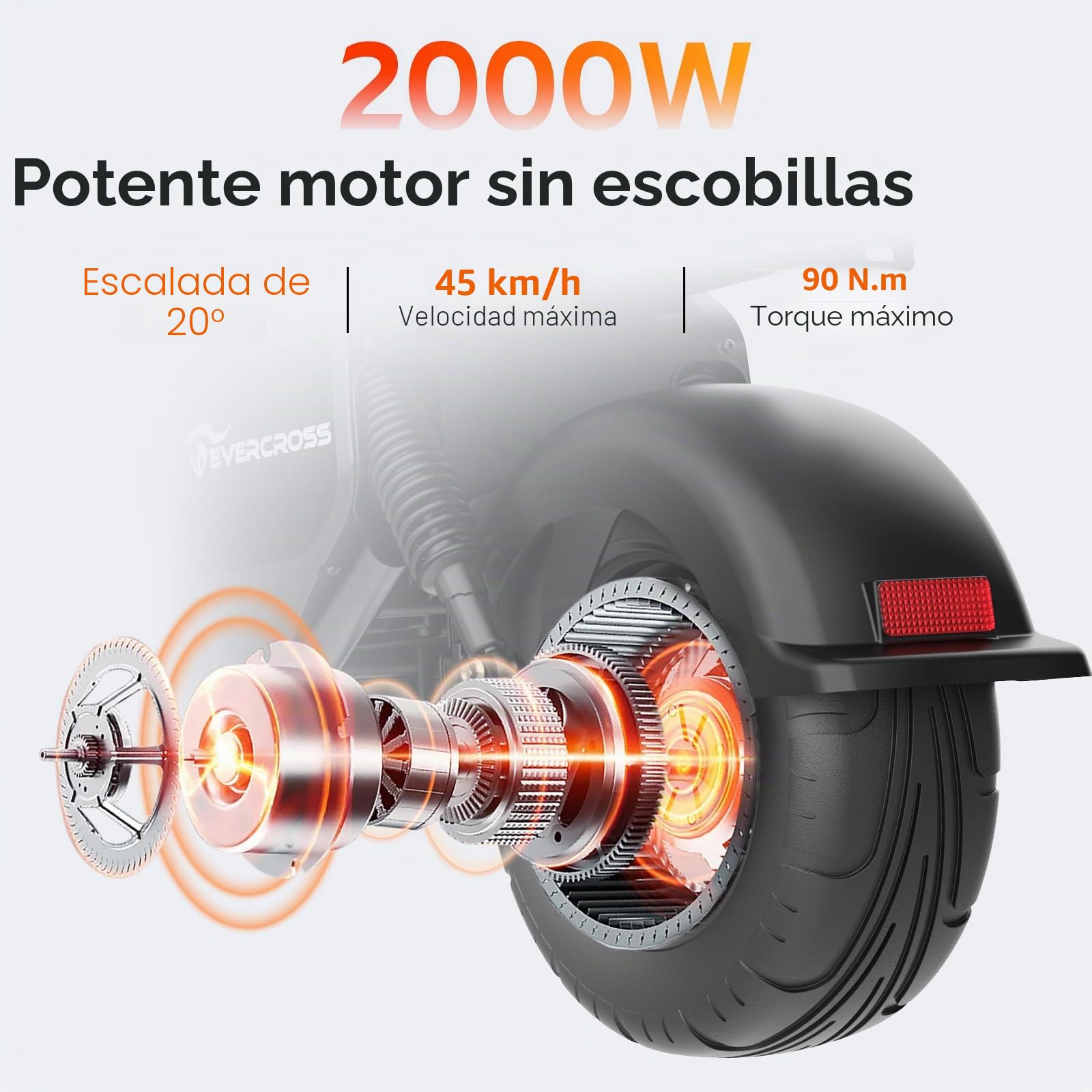 EVERCROSS 702 Motocicleta Eléctrica para Adultos, Motos Electricas con Motor de 2000W, 3 Modos de Velocidad 25/35/45 KMH,Autonomía 85KM, 60V/30Ah Moto Cross Eléctrica, Doble Amortiguación