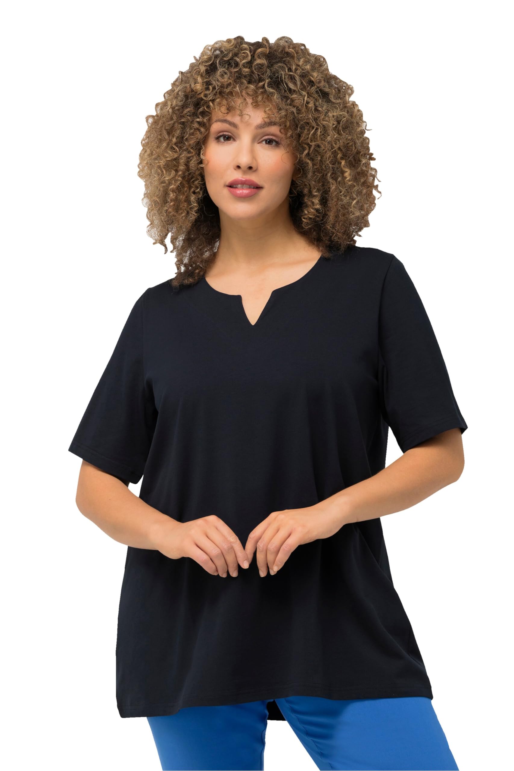 Ulla Popken Women's Outerspace (Replacement Colour) T-Shirt, A-Linie, Tunika-Ausschnitt, Halbarm T-Shirt, Outerspace (Ersatzfarbe), 58/60