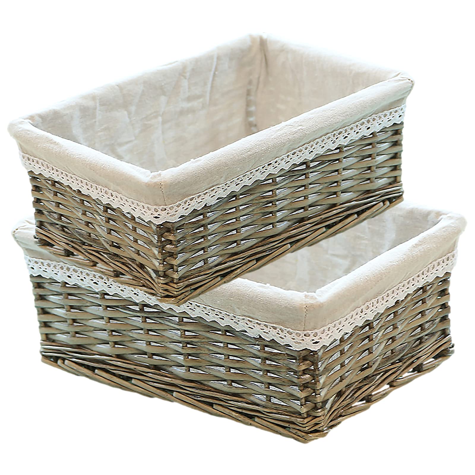 rismart Vimini Rattan Cestini per Servire Pane Spuntini Conservazione Fatto a Mano Decoro Ciotola Grigio