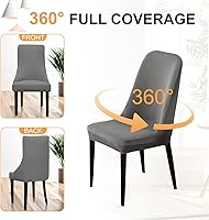 Vista 5 de 100% Waterproof Chair Covers for Dining Room 2 Pack Stretch Dining Chair Cover Spandex Dinning Chair Slipcovers Kitchen Chair Seat Slip Covers