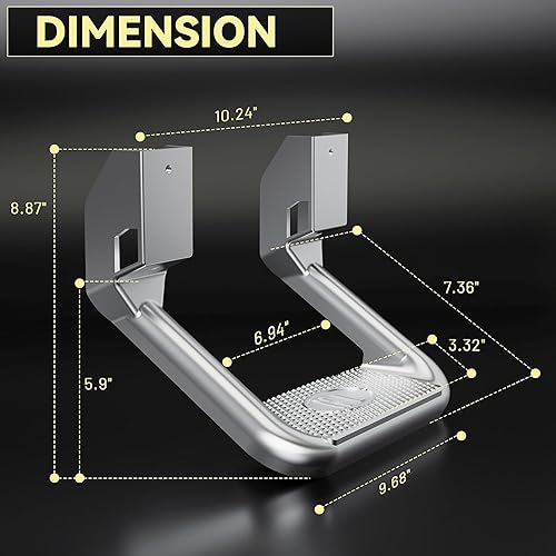 Miniatura 8 de KUAFU Par de peldaños laterales de aluminio compatibles con Chevy Chevrolet GMC Ford Dodge Toyota, Nissan, Jeep, Isuzu, Mitsubishi, Mazda,