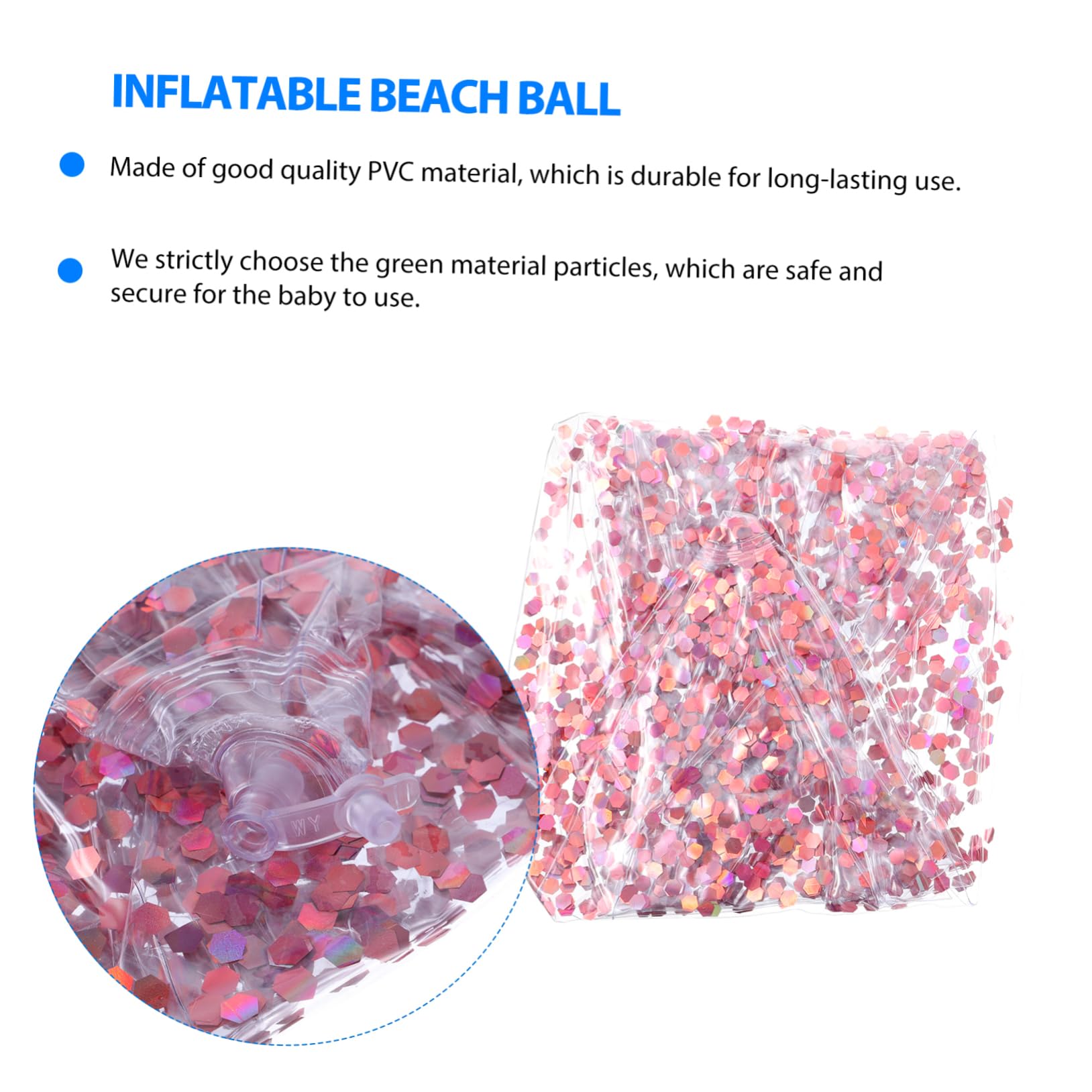 GALPADA 4pcs Beach Ball Transparent Sequin for Inflatable Fun for Indoor for Beach Parties Swimming Pools and Gatherings