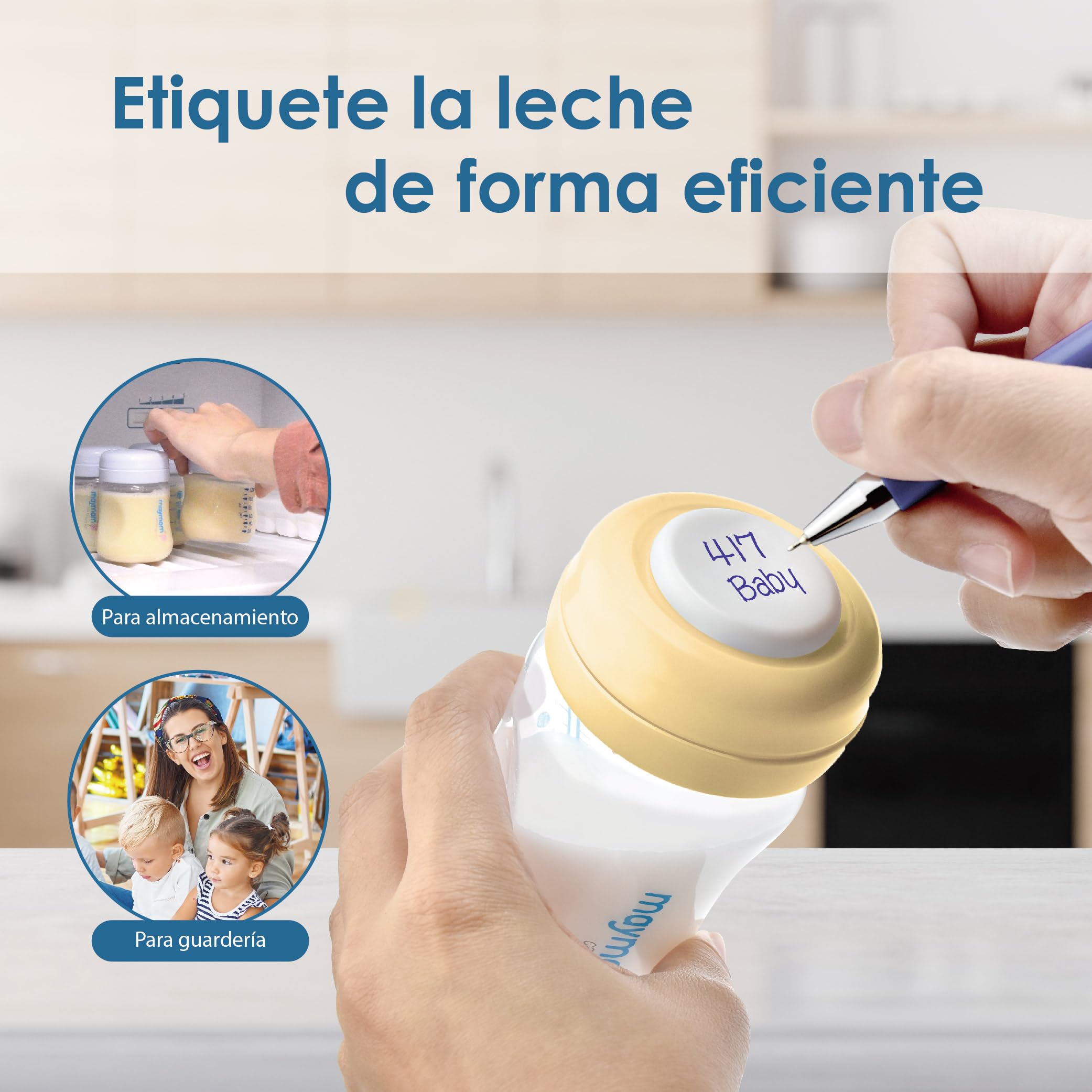 Maymom tapas roscadas tipo travel con disco escribible, compatibles con botellas Avent y Maymom de boca ancha; reemplazo de anillo y disco Avent Natural, 6 uds, amarillo