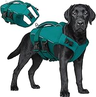 Vista 26 de ASENKU Chaleco salvavidas para perros, chaleco reflectante de alta flotabilidad para perros con asas duraderas para perros pequeños y medianos, Verde