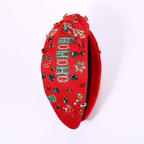 Miniatura 6 de mokkia Diadema de Navidad para mujer, accesorios de Navidad, con lazo, reno, copo de nieve, diadema roja y verde, con diamantes de imitación,