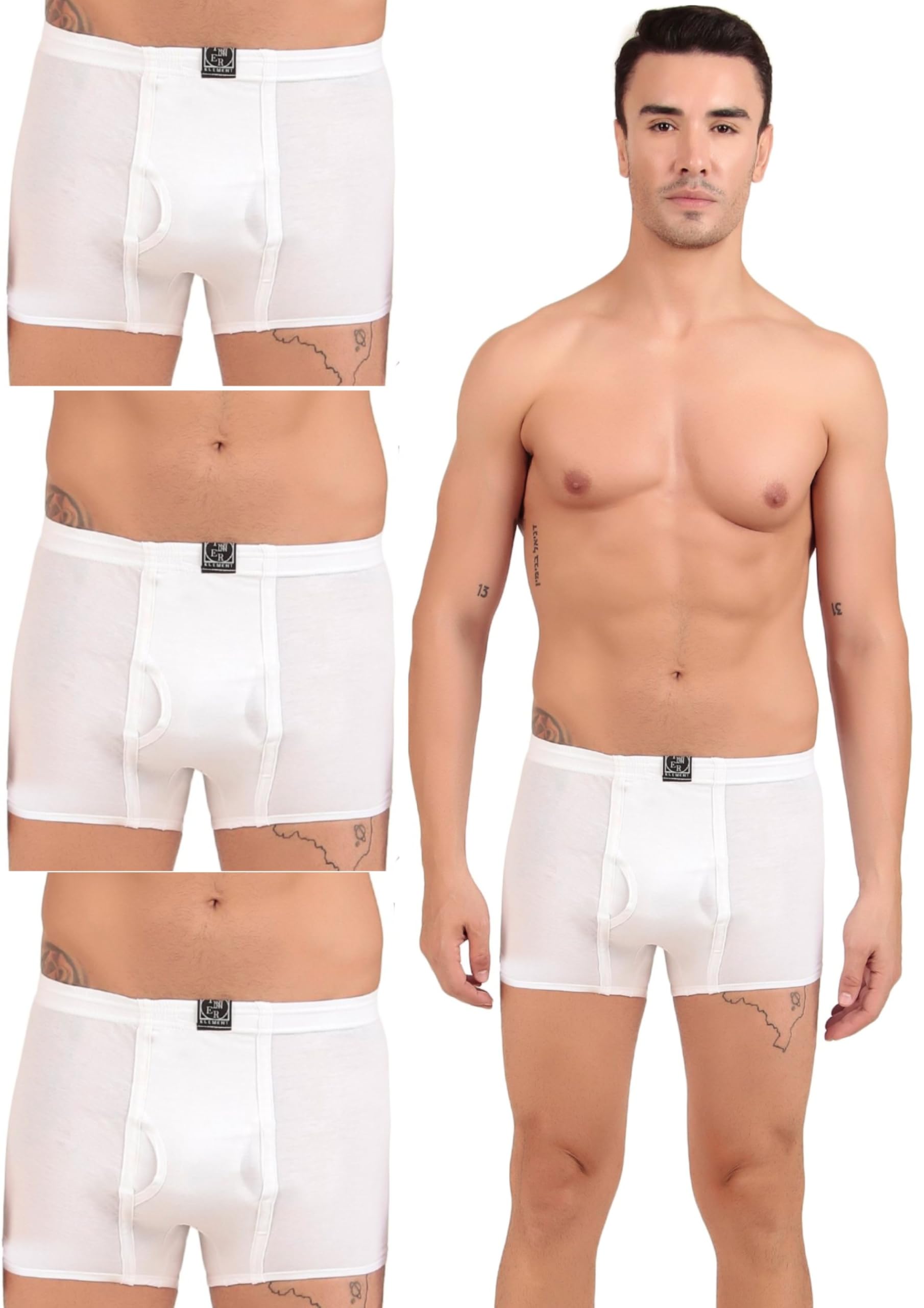 inner element Men Pure Cotton White Boxer Brief | Drawer Trunks-picture-39
